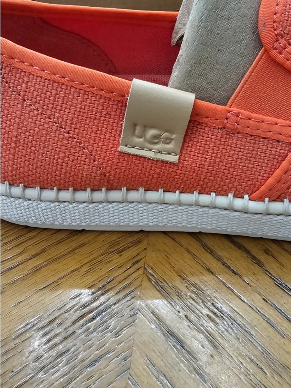 UGG Lucian Slip On Coral Canvas Slip-On Espadrille with Cream Trim - Picture 8 of 9